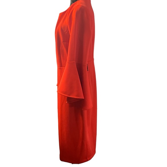 Eloquii Women’s Red Flare Sleeve Scuba Dress Size 16 NWT - Picture 7 of 9